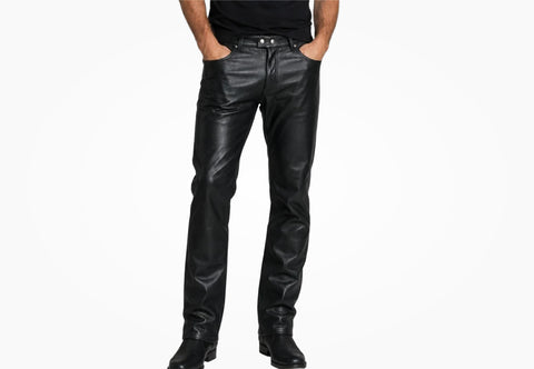 BGA Hobart Mens Leather Motorcycle Jeans Pants