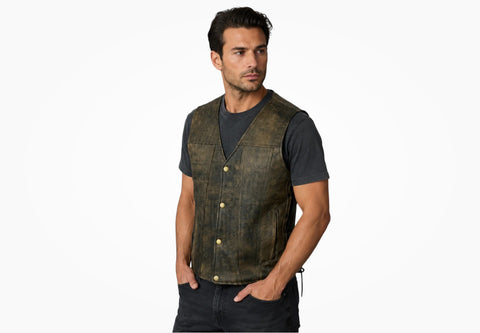 BGA Copper Men Motorcycle Vest Brown