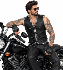 BGA Vigor 3-4mm Leather Motorcycle Vest White