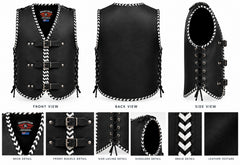 BGA Vigor 3-4mm Leather Motorcycle Vest White