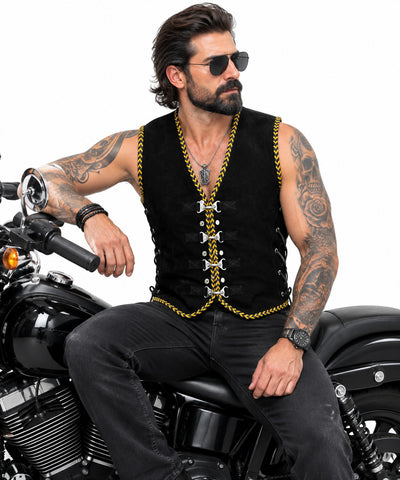 BGA Legacy Motorcycle Suede Vest Yellow
