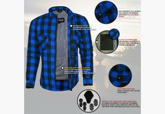 BGA Exo Protective Motorcycle Flannel Shirts Blue/Black