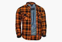 BGA Flow Protective Motorcycle Flannel Shirts Orange/Black