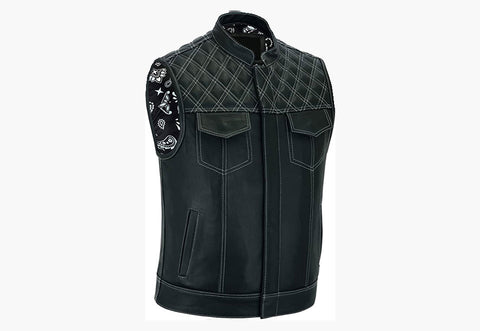 Men's Diamond Quilted Motorcycle Leather Vest