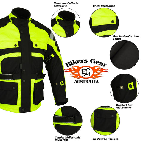 BGA Hi Vis Motorcycle Motorbike Water Resistant Jacket
