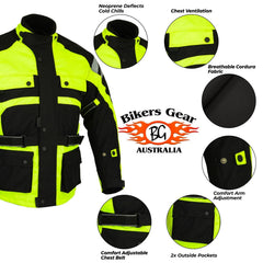 BGA Hi Vis Motorcycle Motorbike Water Resistant Jacket