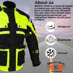 BGA Hi Vis Motorcycle Motorbike Water Resistant Jacket
