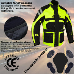 BGA Hi Vis Motorcycle Motorbike Water Resistant Jacket