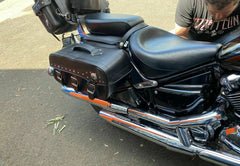 BGA Fender Studded Leather Motorcycle Saddlebag