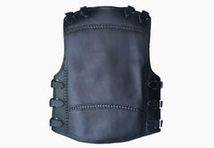 BGA 3-4 mm Heavy Duty Buckle Motorcycle Leather Club Vest Black
