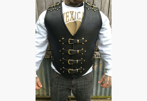 Heavy Duty Buckle Leather Club Vest