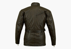 BGA Trail Master Vintage Waxed Leather Motorcycle Jacket Brown Back