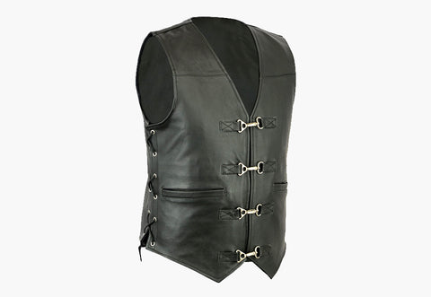 Mens Bruno Motorcycle A Grade Premium Quality Leather Vest with Clips