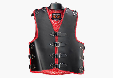 Furious Men's Red Suede Motorcycle Vest – Braided Clasps, Adjustable Fit (XS To 6XL), With Zipped Pockets