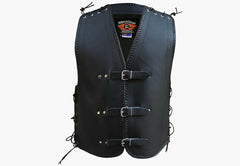 Vigor Men 3MM Leather Braided Motorcycle Club Vest